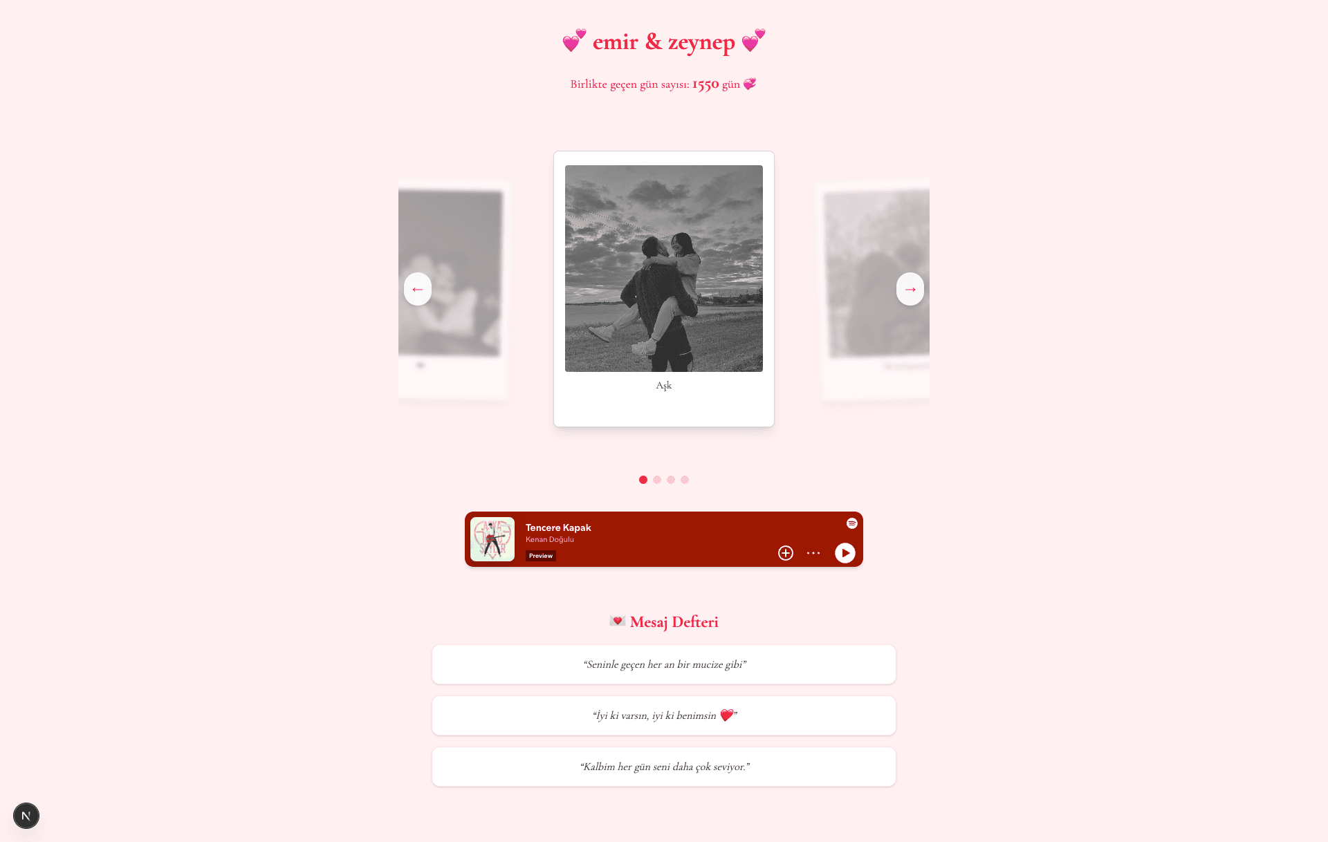 Sevgiliye Özel Web Site